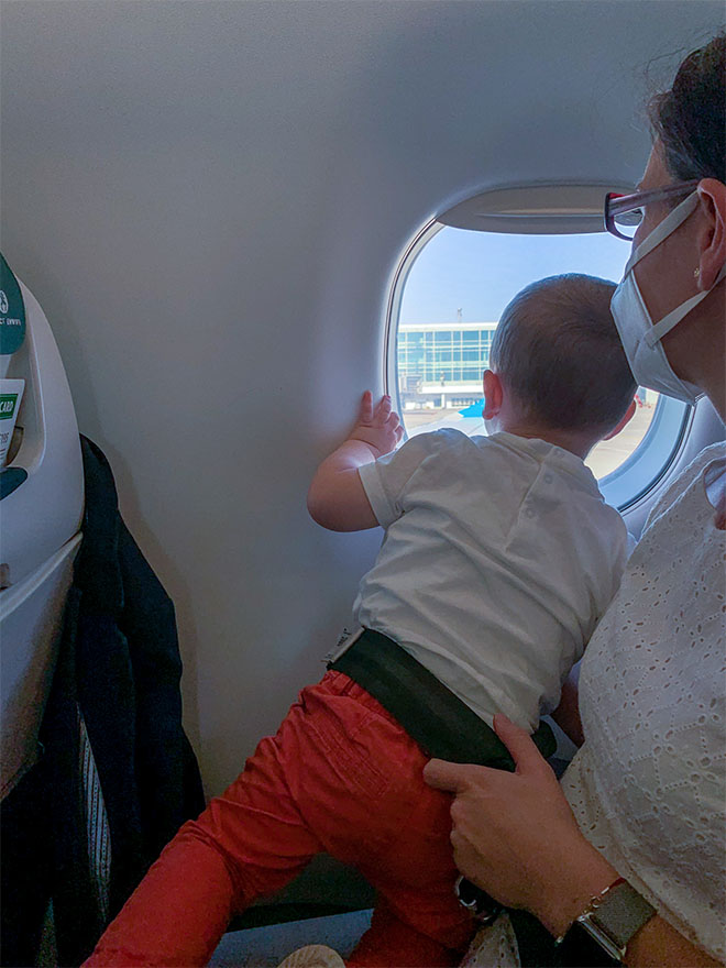 Leo on the plane