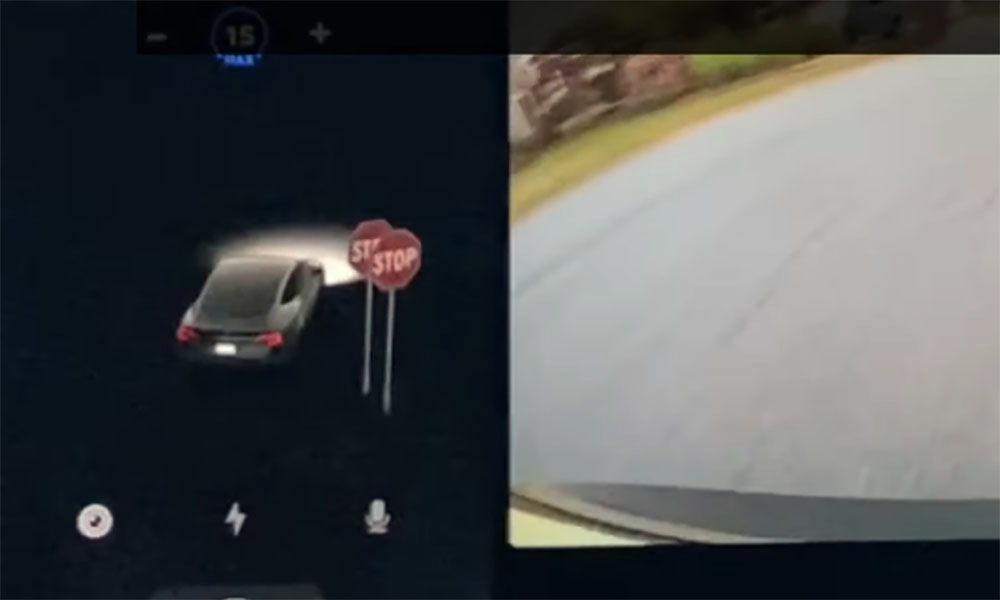 Tesla stop sign control double detection