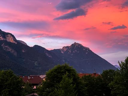 The sunset over the mountains
